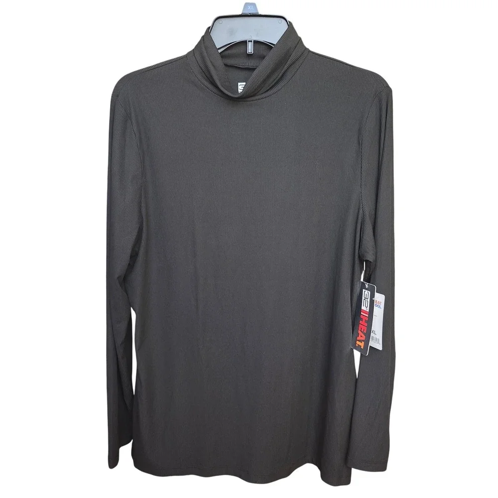 32 Degrees Heat Black Ribbed Turtleneck Long Sleeve Thermal Shirt Top‎ XXL NWT
